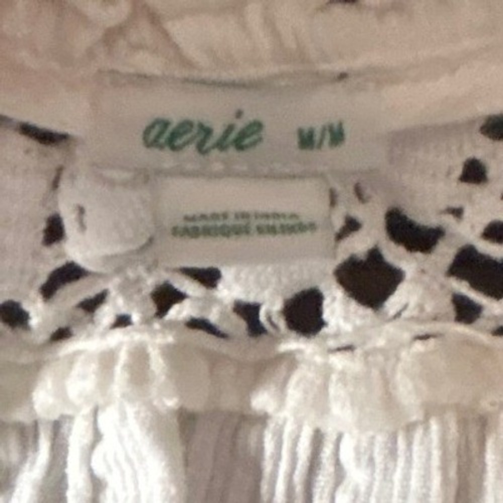 Aerie Tank Top Medium White Boho Crochet Lace Tassel Tiered Gauze Open Sides - Picture 6 of 6